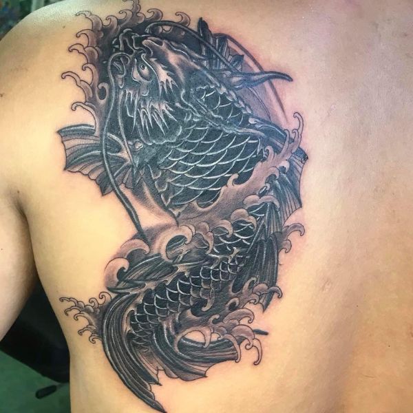 Các khuôn tattoo chú cá chép hóa rồng