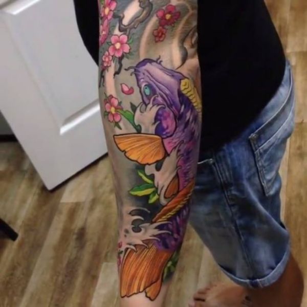 Tattoo chú cá chép hóa thành rồng đẹp nhất ở bắp tay