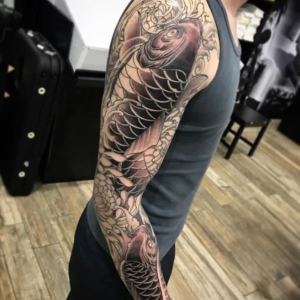 Tattoo chú cá chép hóa thành rồng full tay