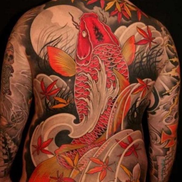 Tattoo chú cá chép hóa thành rồng lưng