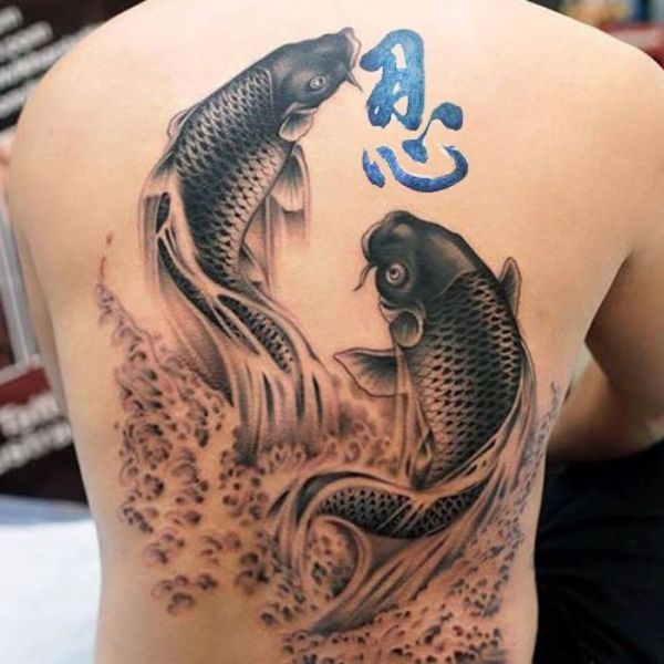 Tattoo chữ nhẫn cá chép hóa rồng