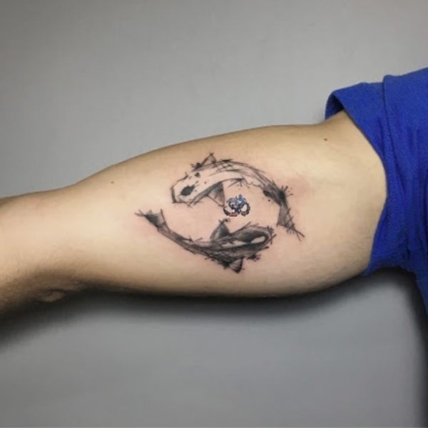 Tattoo chữ nhẫn cá chép đơn giản