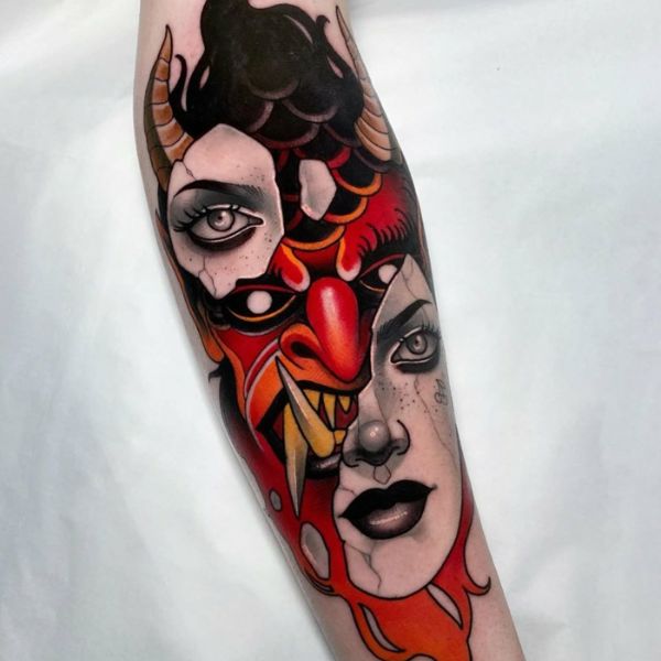 Tattoo quỷ dữ ở cánh tay đẹp
