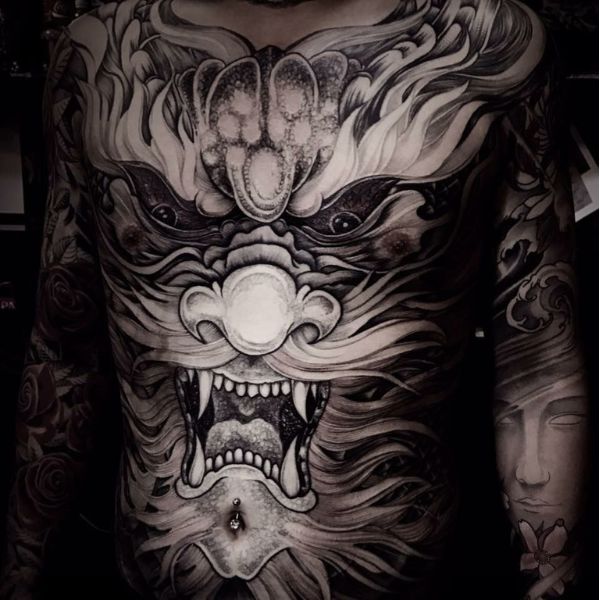 Tattoo rồng mặt quỷ