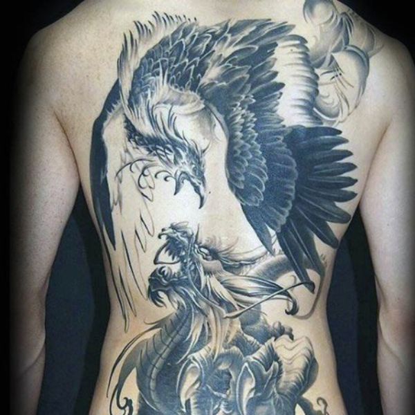 Tattoo rồng phượng kín lưng