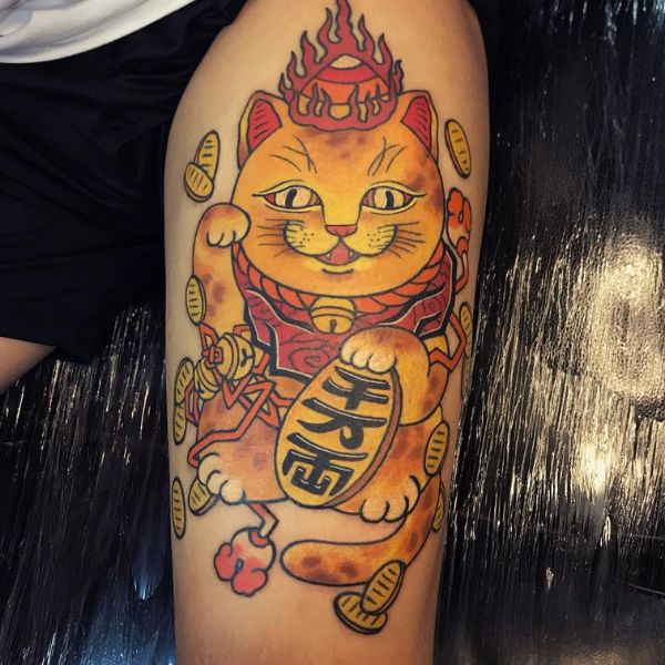 Mẫu tatoo mèo thần tài