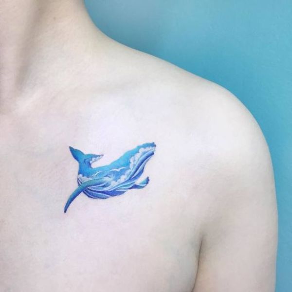Tatoo cá voi xanh lơ mini