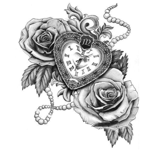 Tatoo đồng hồ hoa hồng