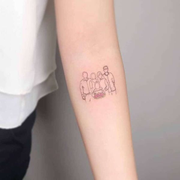 tatoo mái ấm gia đình 4 người mini