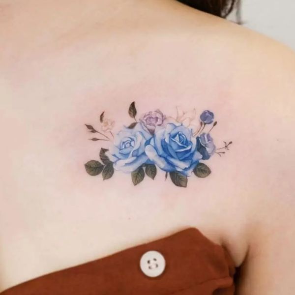 Tatoo hoa hồng xanh mini