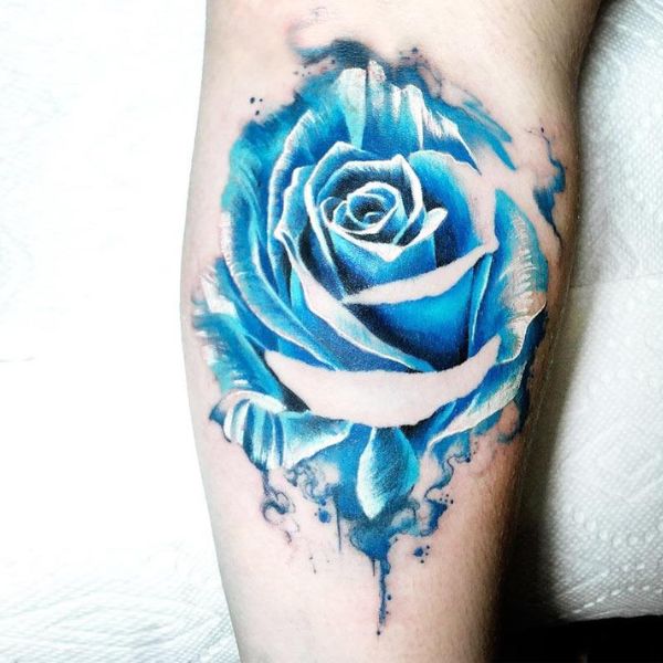Tatoo hoa hồng xanh