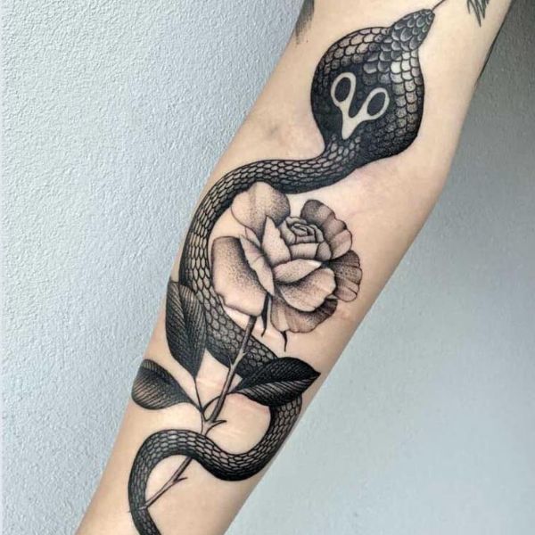 Tatoo rắn và hoa hồng