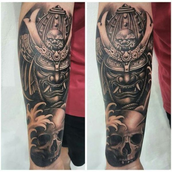 Tatoo samurai mặt quỷ ở cánh tay