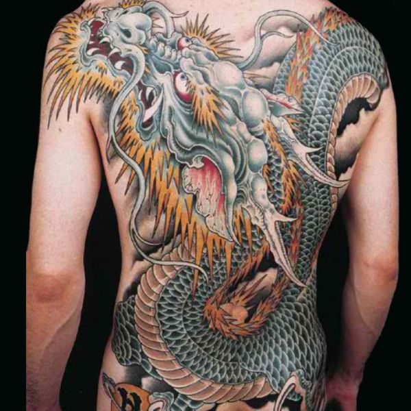 Mẫu tattoo Long kín sống lưng đẹp