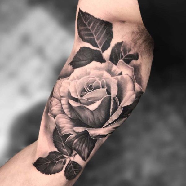 Tattoo bắp tay hình hoa hồng đẹp