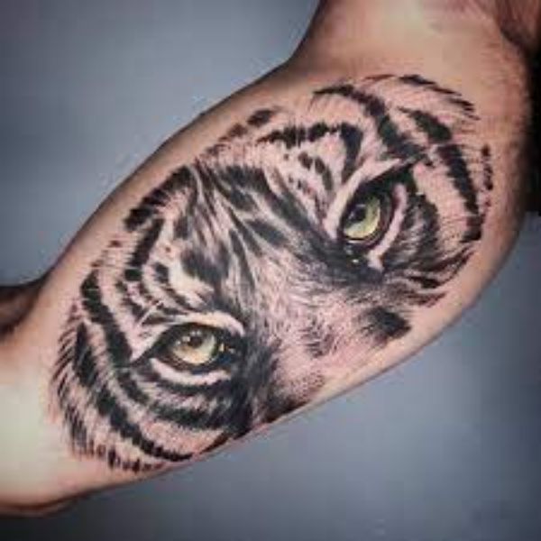 Tattoo bắp tay mặt hổ