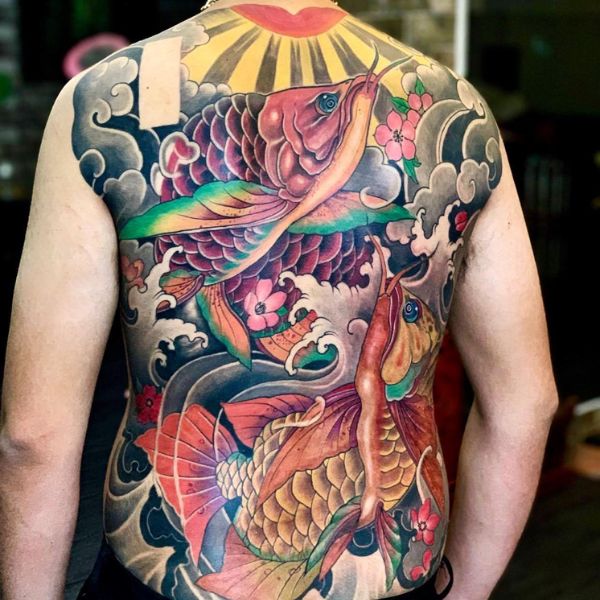 Tattoo bịt sườn lưng cá rồng