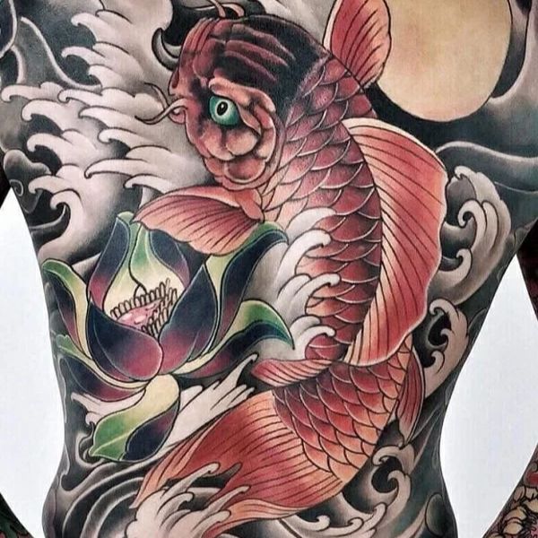 Tattoo chú cá chép hoa sen đẹp nhất nhất