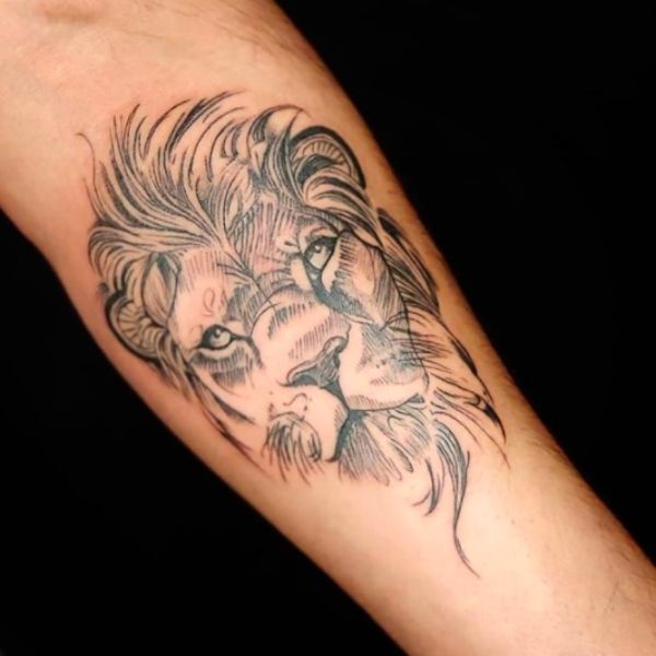 Tattoo cánh tay nam sư tử đẹp