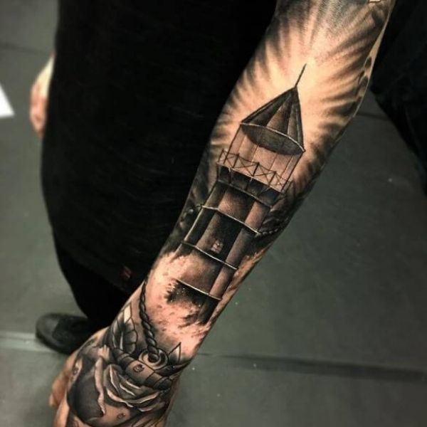 tattoo cánh tay nha thờ