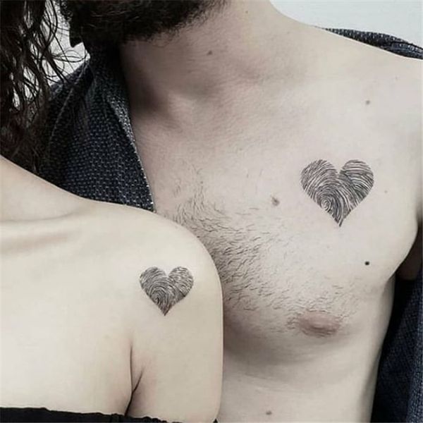 Tattoo cặp trái tim đẹp