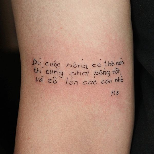 Tattoo chữ tiếng việt ý nghĩa về cuốc sống