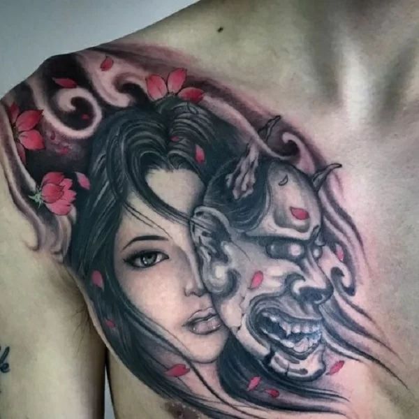 Tattoo cô gái nhật mặt quỷ