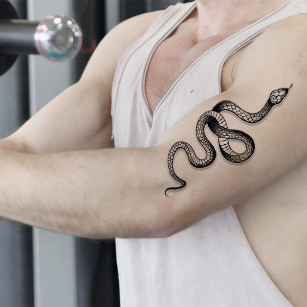 Tattoo con rắn bắp tay đẹp cho nam