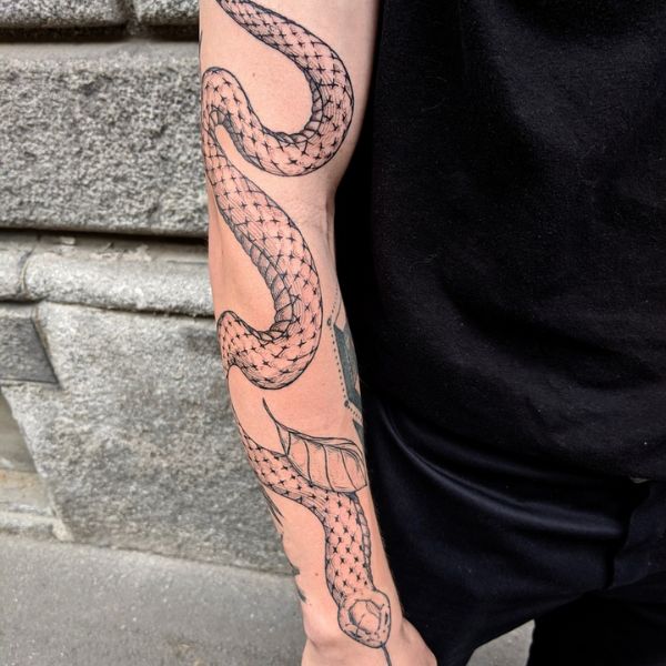 Tattoo con rắn đẹp ở tay cho nam