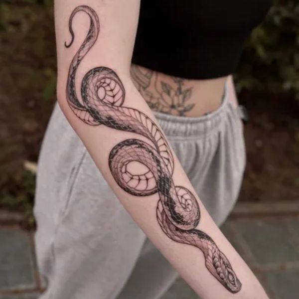 Tattoo con rắn ở tay