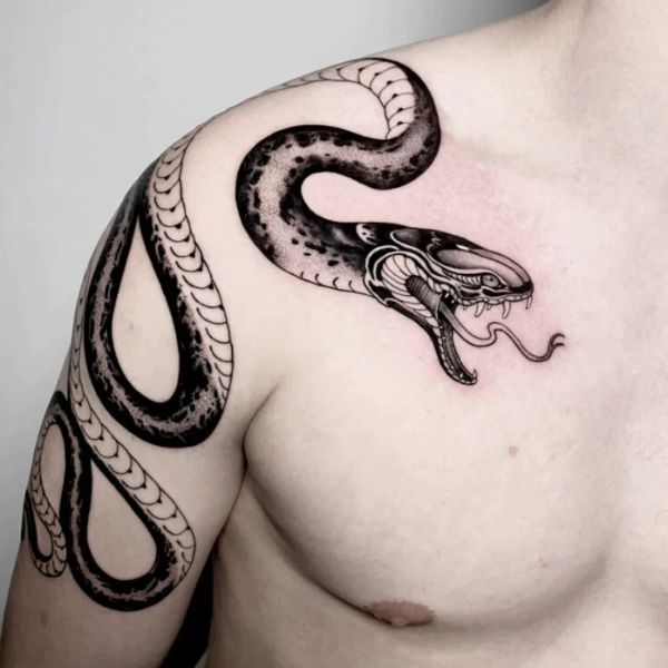 Tattoo con rắn ở vai