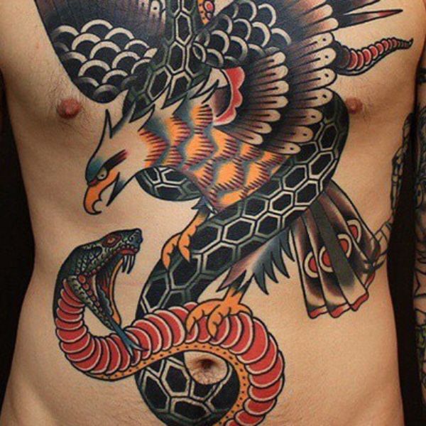 Tattoo đại bàng và rắn