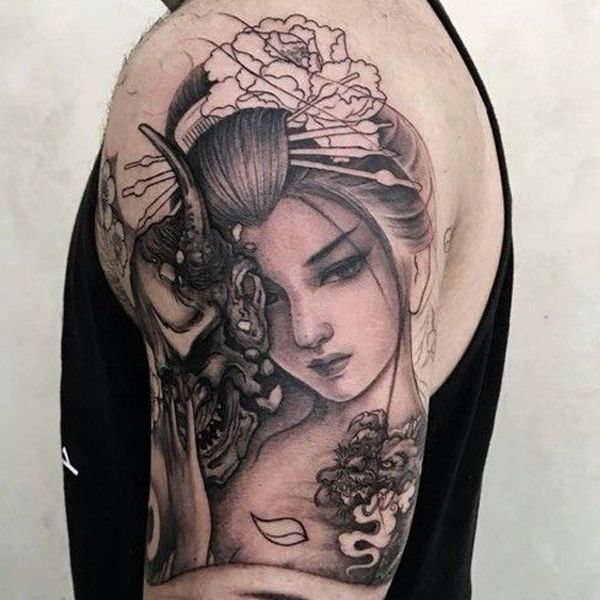 Tattoo geisha mặt mày quỷ mini