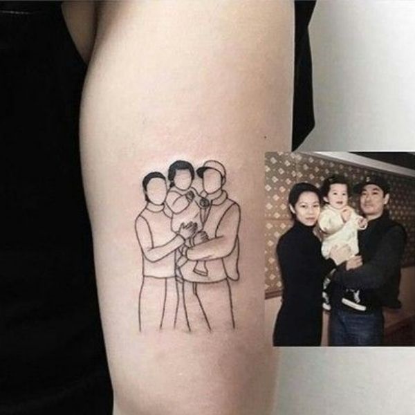 Tattoo mái ấm gia đình 3 người 