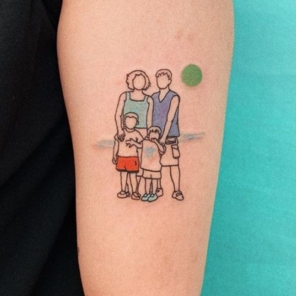 Tattoo mái ấm gia đình 4 người