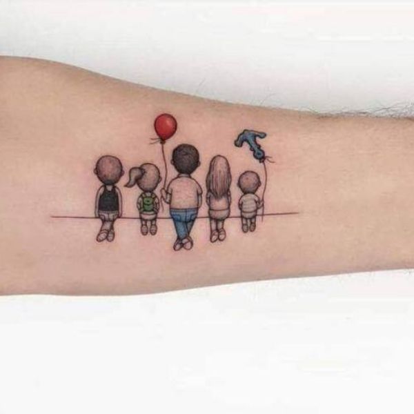 Tattoo mái ấm gia đình 5 người mini