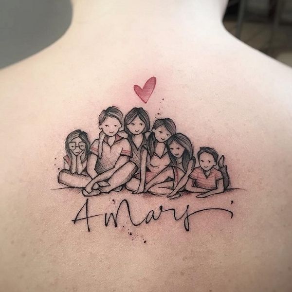 Tattoo mái ấm gia đình 6 người