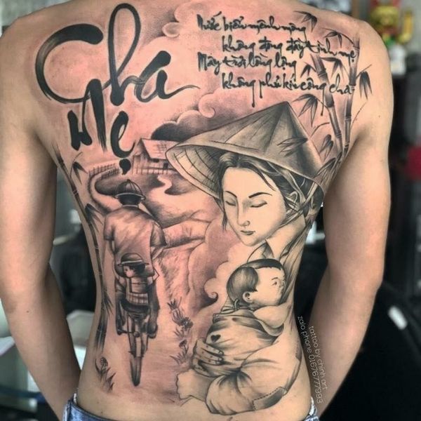 Tattoo gia đình full lưng