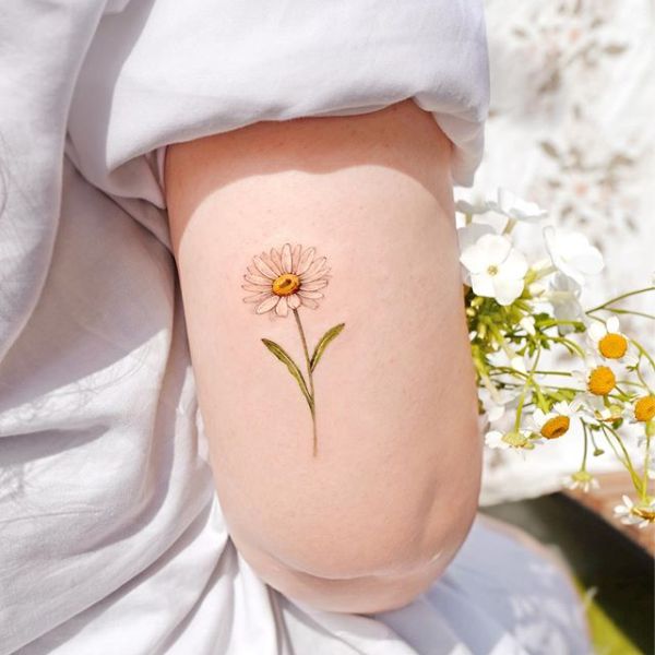 Tattoo hoa cúc nhỏ ở tay