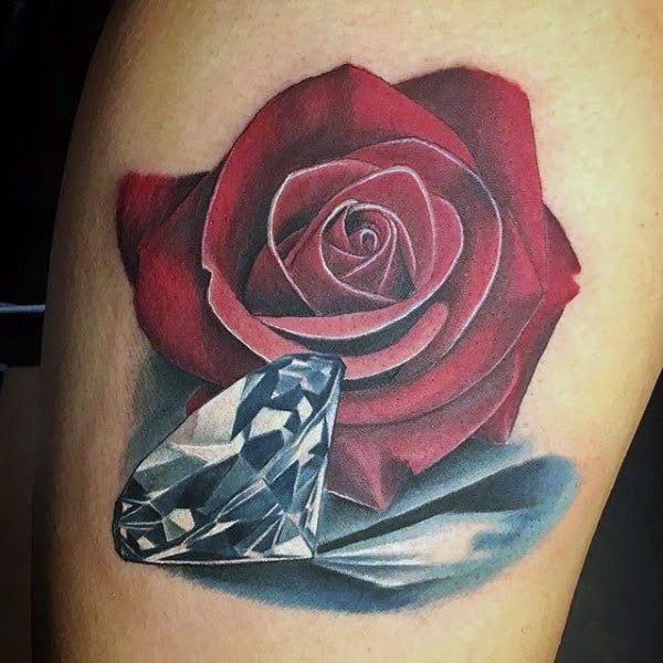 Tattoo đá quý và hoa hồng