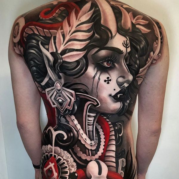 Tattoo kín lưng nữ quỷ đẹp