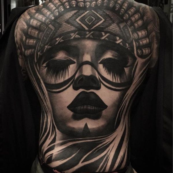 Tattoo kín lưng nữ thần siêu đẹp cho nam