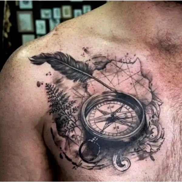 Tattoo la bàn ngực nam siêu chất lượng