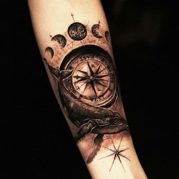 Tattoo la bàn với biển cả