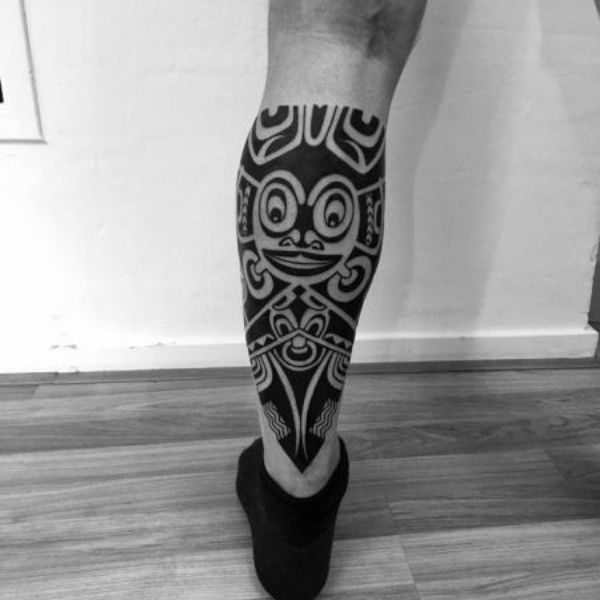 Tattoo maori bắp chân đẹp cho nam