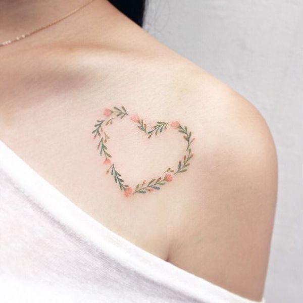 Tattoo mini đẹp trái tim hoa