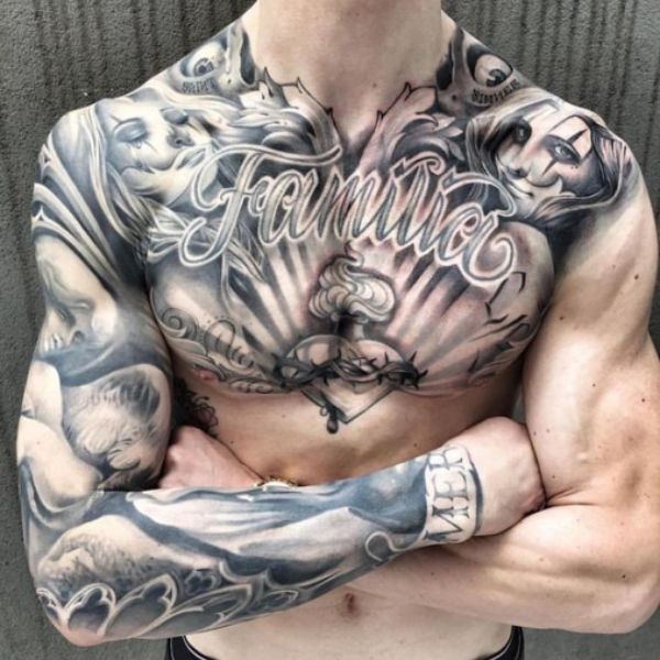 Tattoo ngực phái nam đẹp mắt ý nghĩa