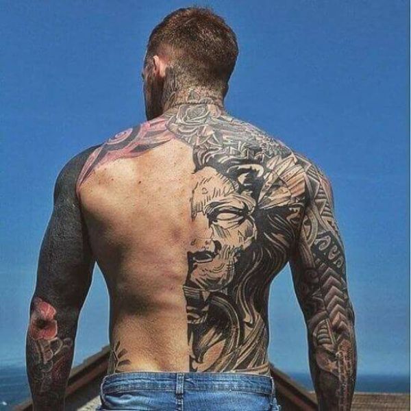 Tattoo nửa lưng sử tử đẹp