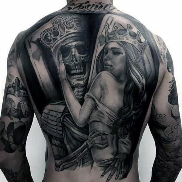 Tattoo nửa lưng trên quỷ và phụ nữ
