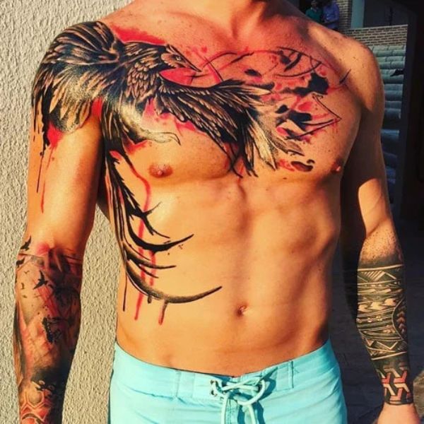 Tattoo phượng hoàng lửa cho nam